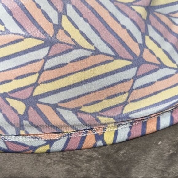 LuLaRoe 3X Azure Pastel Yellow Mauve Pink Blue Orange Geo Print A-Line Skirt - Picture 10 of 11